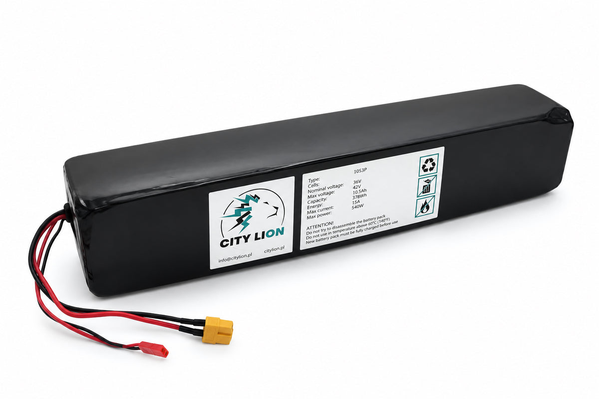 City Lion 36 V 10.5 Ah 378 Wh battery for Fiido D1, D2, D2S, D4S electric bikes with XT60 plug